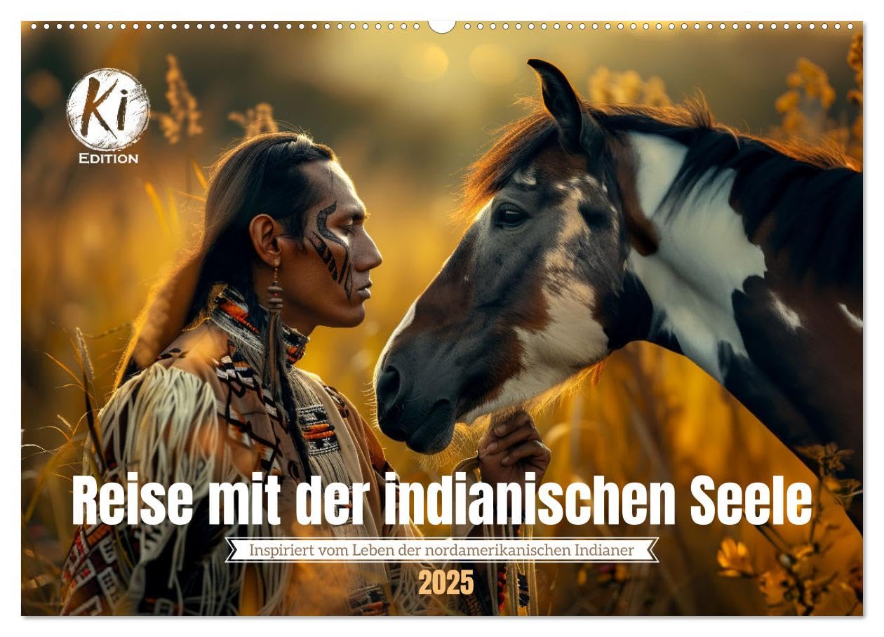 Reise mit der indianischen Seele (Wandkalender 2025 DIN A2 quer), CALVENDO Monatskalender: Das Leben der Indianer im Einklang mit der Natur (CALVENDO Menschen) Politics & History