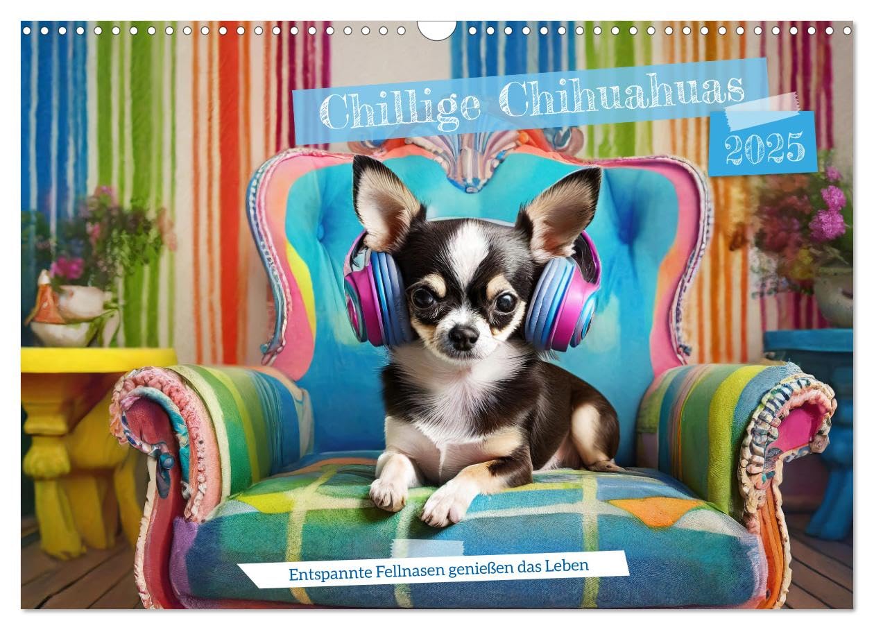 Chillige Chihuahuas - Entspannte Fellnasen genießen das Leben (Wandkalender 2025 DIN A3 quer), CALVENDO Monatskalender: Entspannung und Balance mit Chihuahuas (CALVENDO Tiere) Living & Furnishing