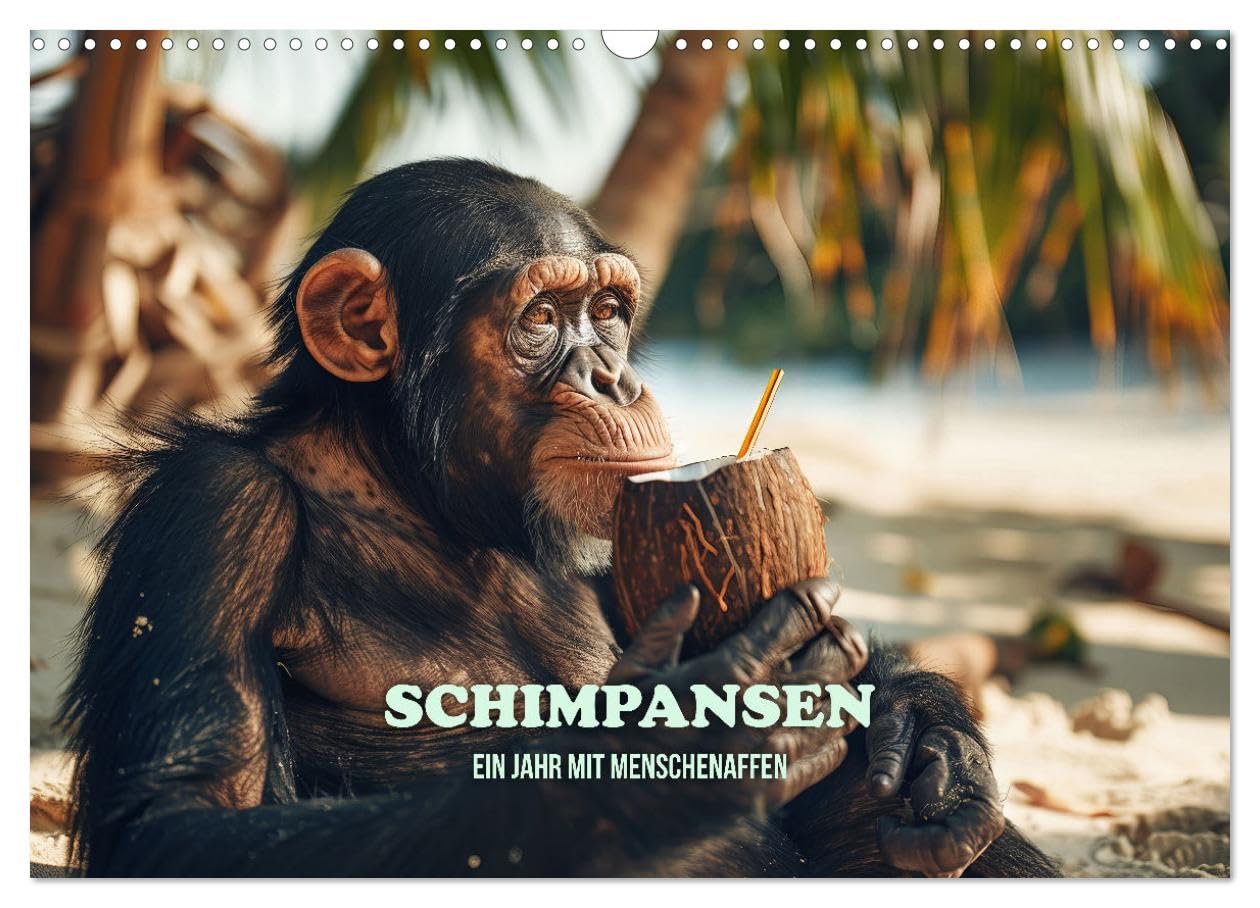 Schimpansen - Ein Jahr mit Menschenaffen. (Wandkalender 2025 DIN A3 quer), CALVENDO Monatskalender: Affen in monatsbezogenen Szenarien (CALVENDO Tiere) Natural Sciences