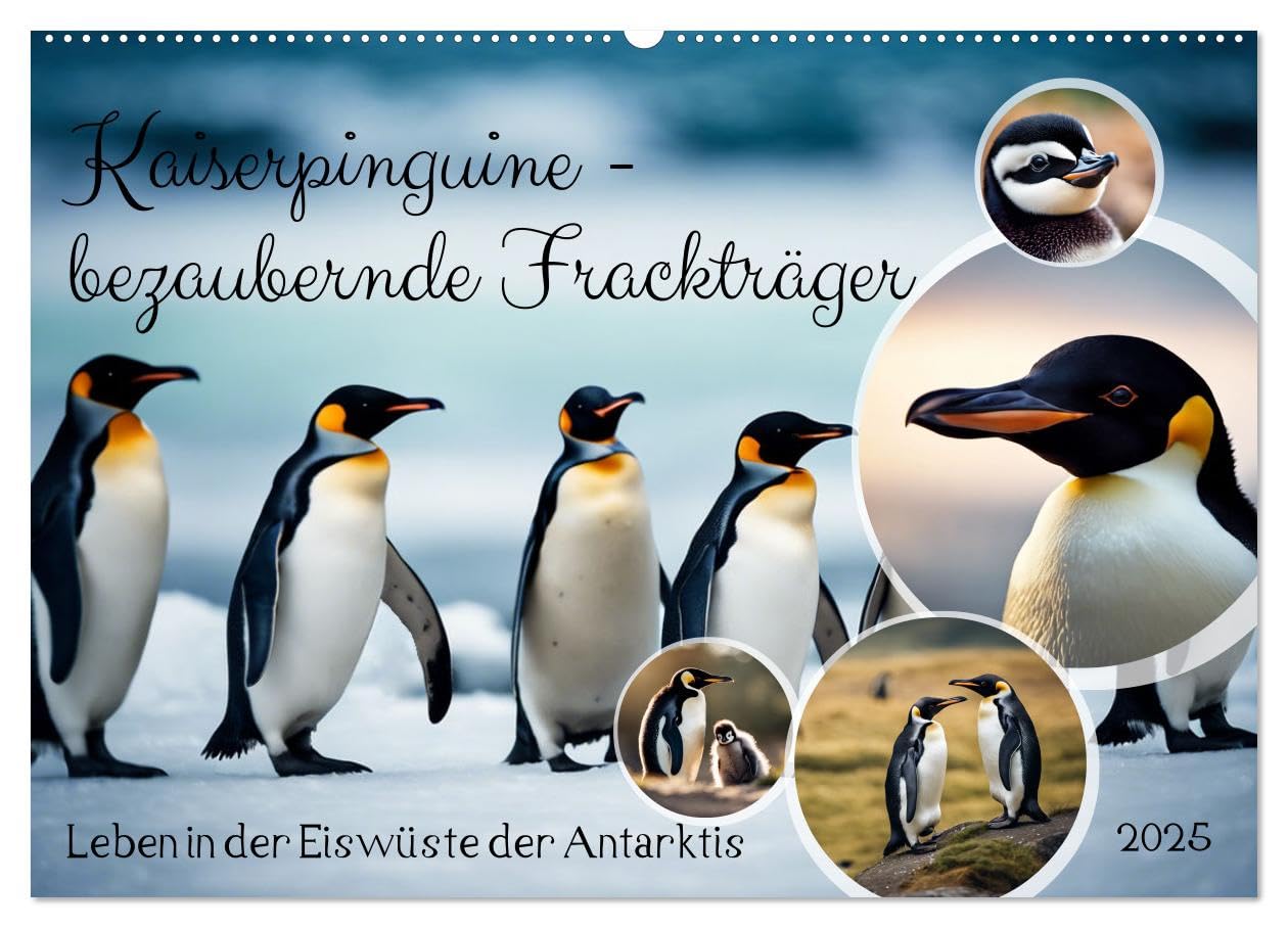 Kaiserpinguine - bezaubernde Frackträger (Wandkalender 2025 DIN A2 quer), CALVENDO Monatskalender: Leben in der Eiswüste der Antarktis (CALVENDO Tiere) Natural Sciences