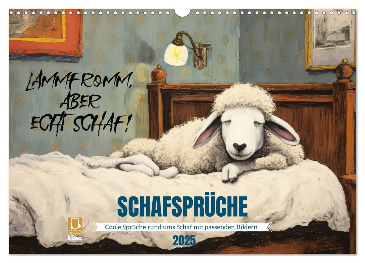 Schafsprüche (Wandkalender 2025 DIN A3 quer), CALVENDO Monatskalender: Coole Sprüche rund ums Schaf mit passenden Bildern (CALVENDO Spass) Social Sciences