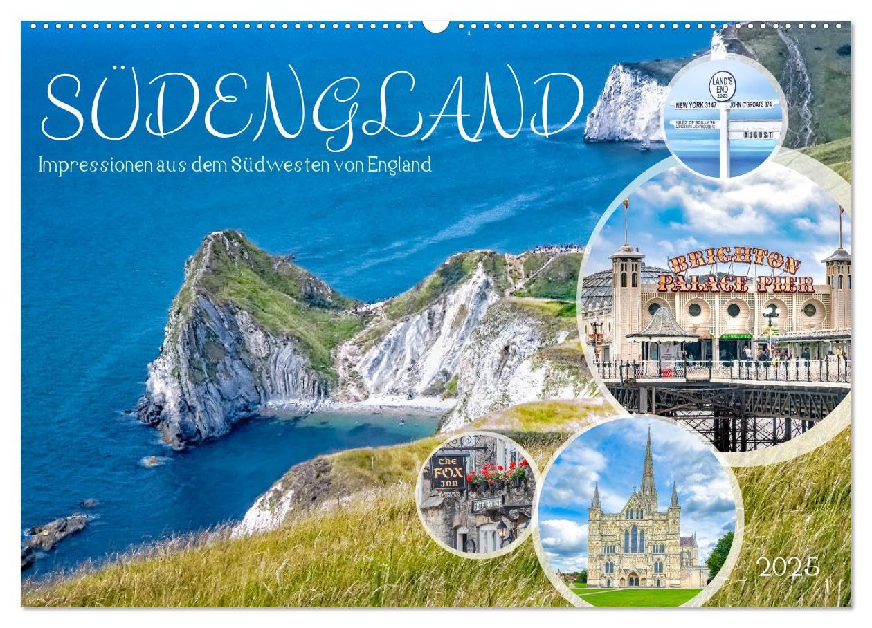 Südengland - Impressionen aus dem Südwesten von England (Wandkalender 2025 DIN A2 quer), CALVENDO Monatskalender: Hommage an die beeindruckende Region im Süden Englands. (CALVENDO Orte) Leisure, Home & Garden