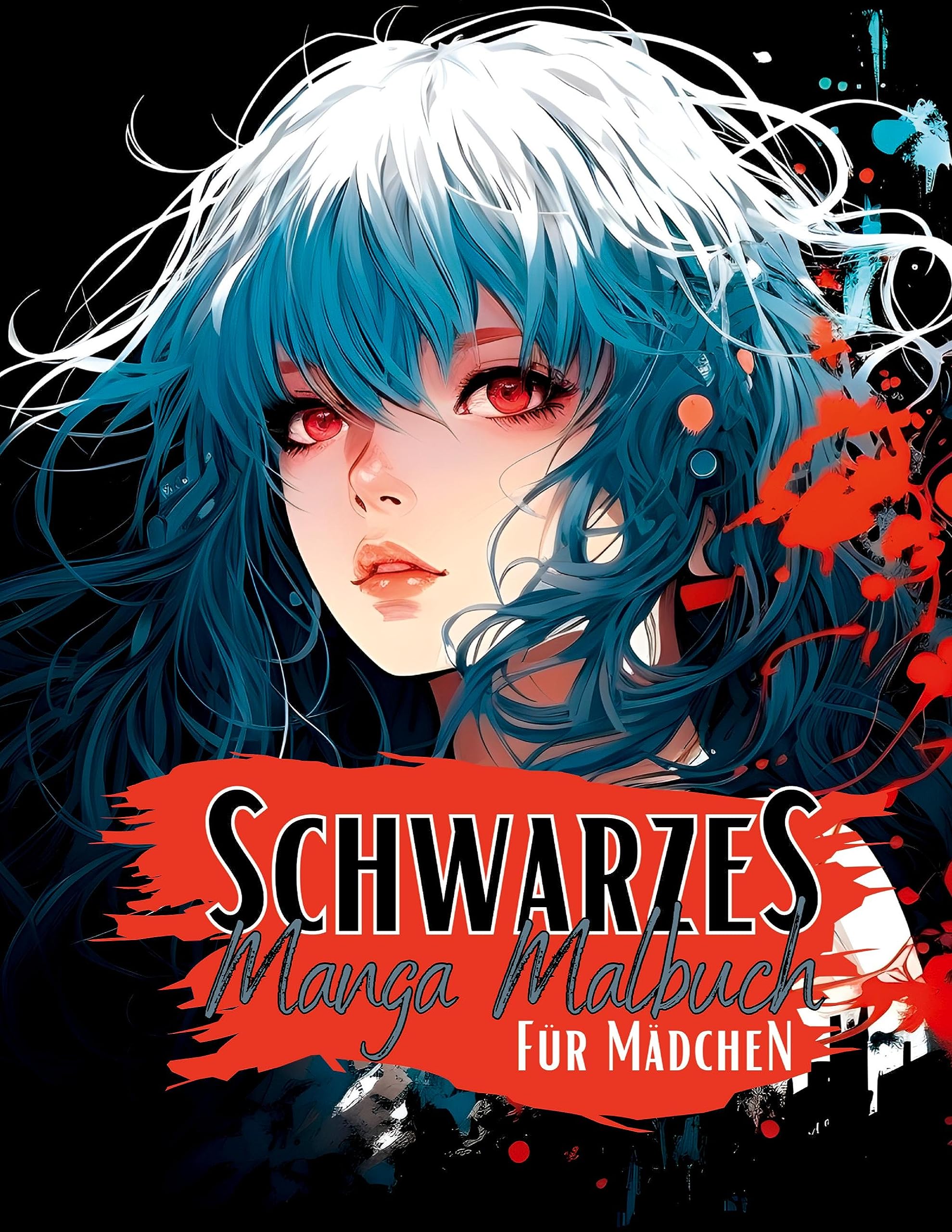 Schwarzes Manga Malbuch für Mädchen. Manga