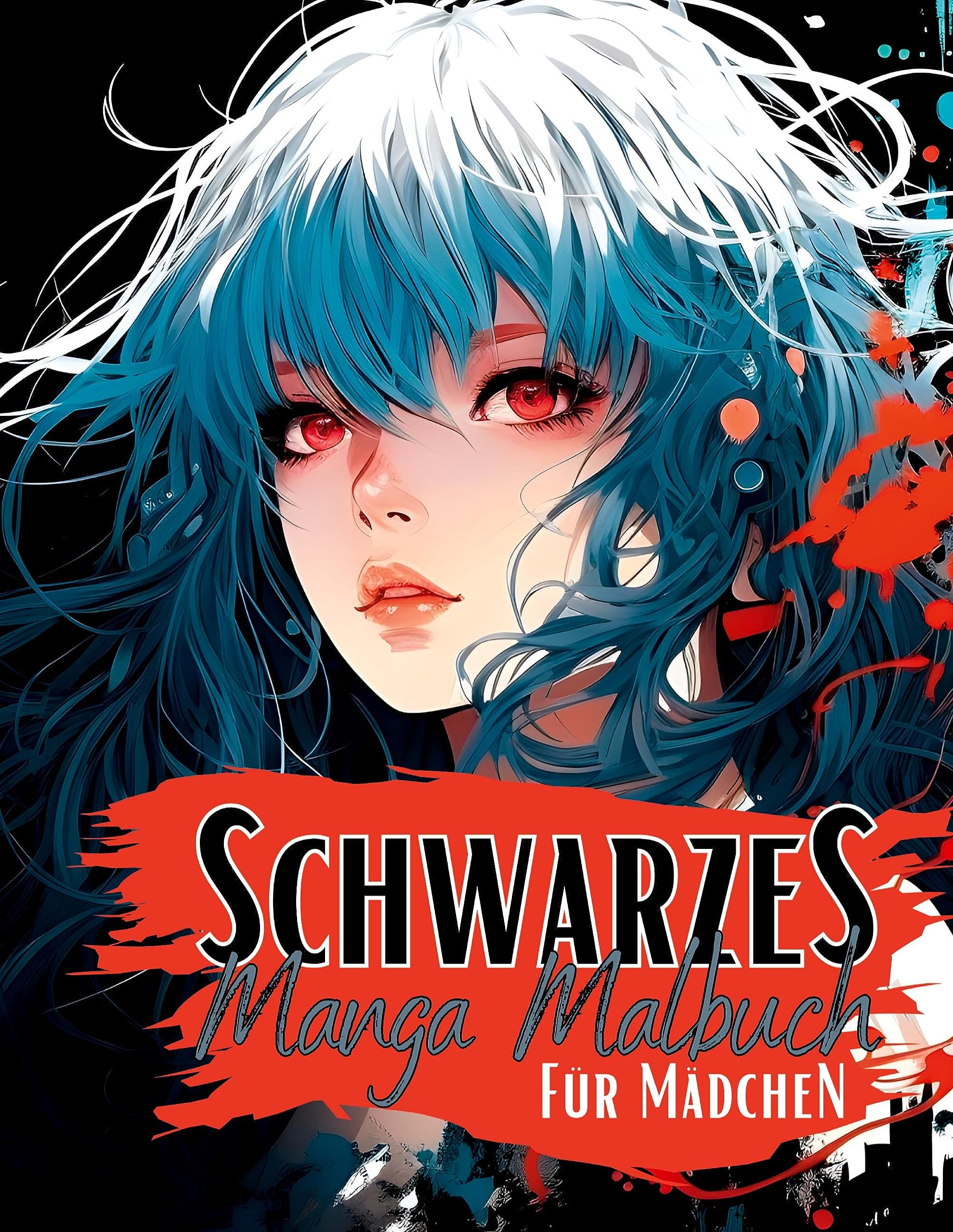 Schwarzes Manga Malbuch für Mädchen. Manga