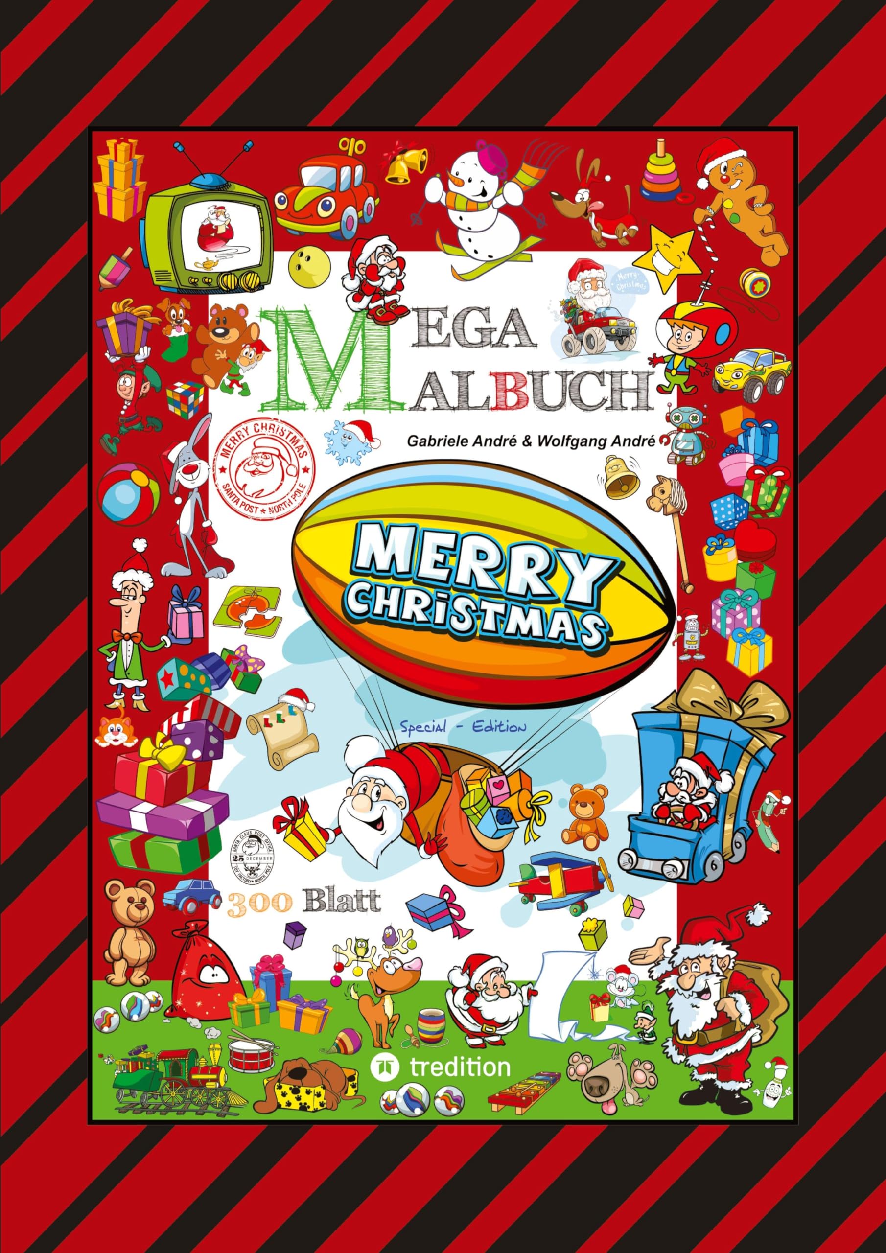 MEGA MALBUCH - 300 SEITEN WUNDERBARE WEIHNACHTSMOTIVE - WITZIGE THEMEN - SANTA CLAUS - SCHNEEMÄNNER - TIERE Cartoons