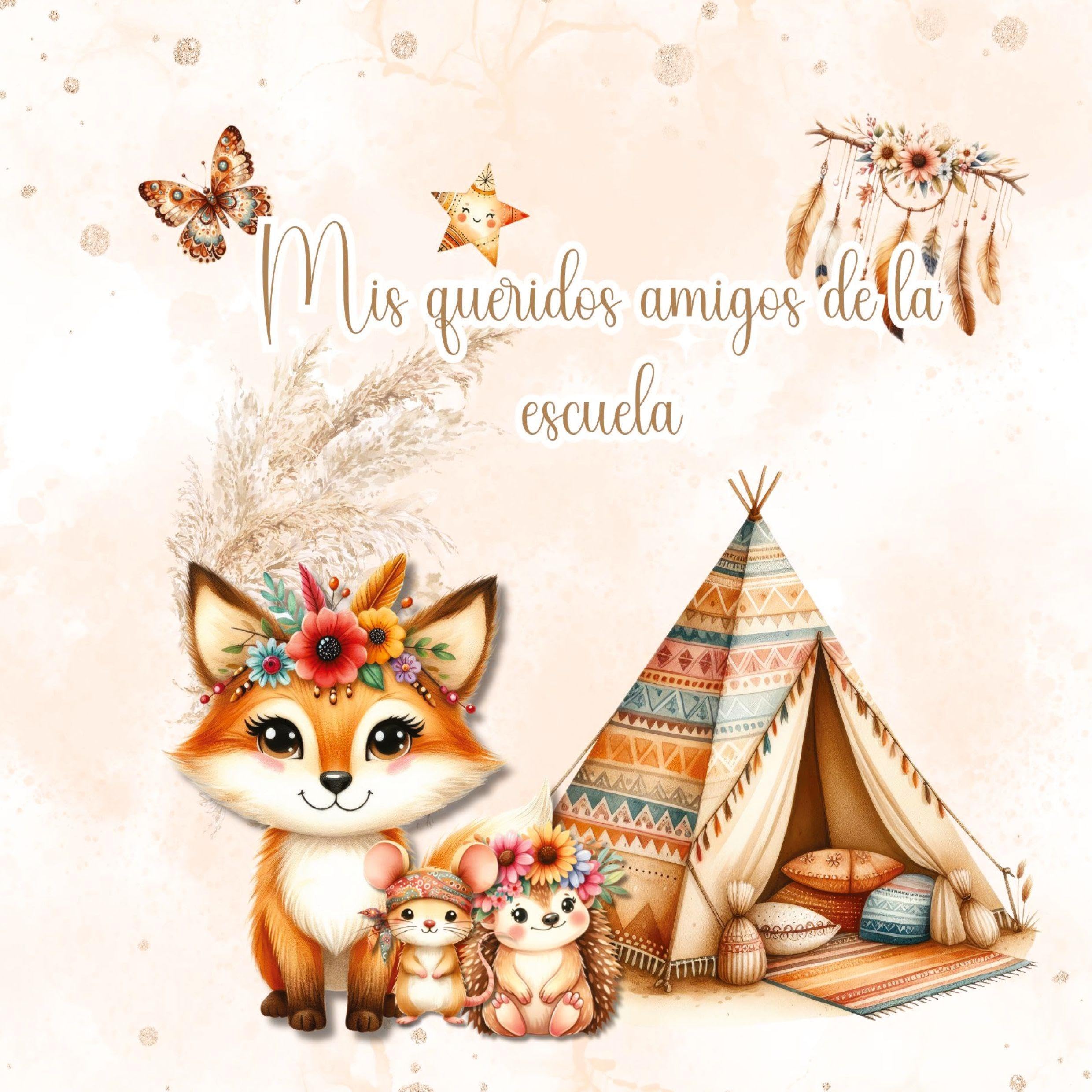 Mis amigos favoritos de la escuela - animales del bosque boho Living & Furnishing