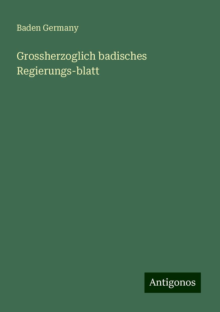 Grossherzoglich badisches Regierungs-blatt Books