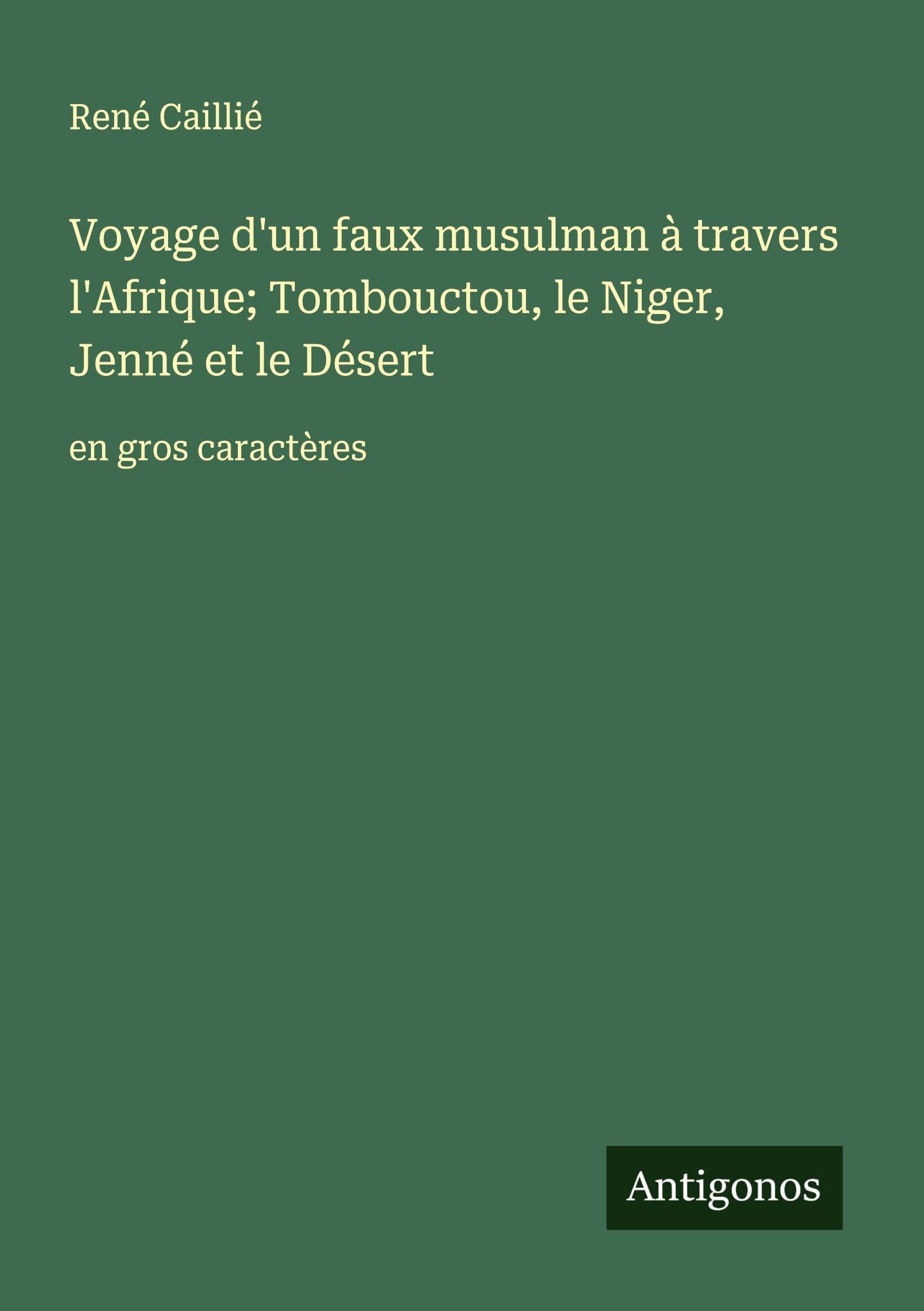 Voyage d'un faux musulman à travers l'Afrique; Tombouctou, le Niger, Jenné et le Désert: en gros caractères Classics