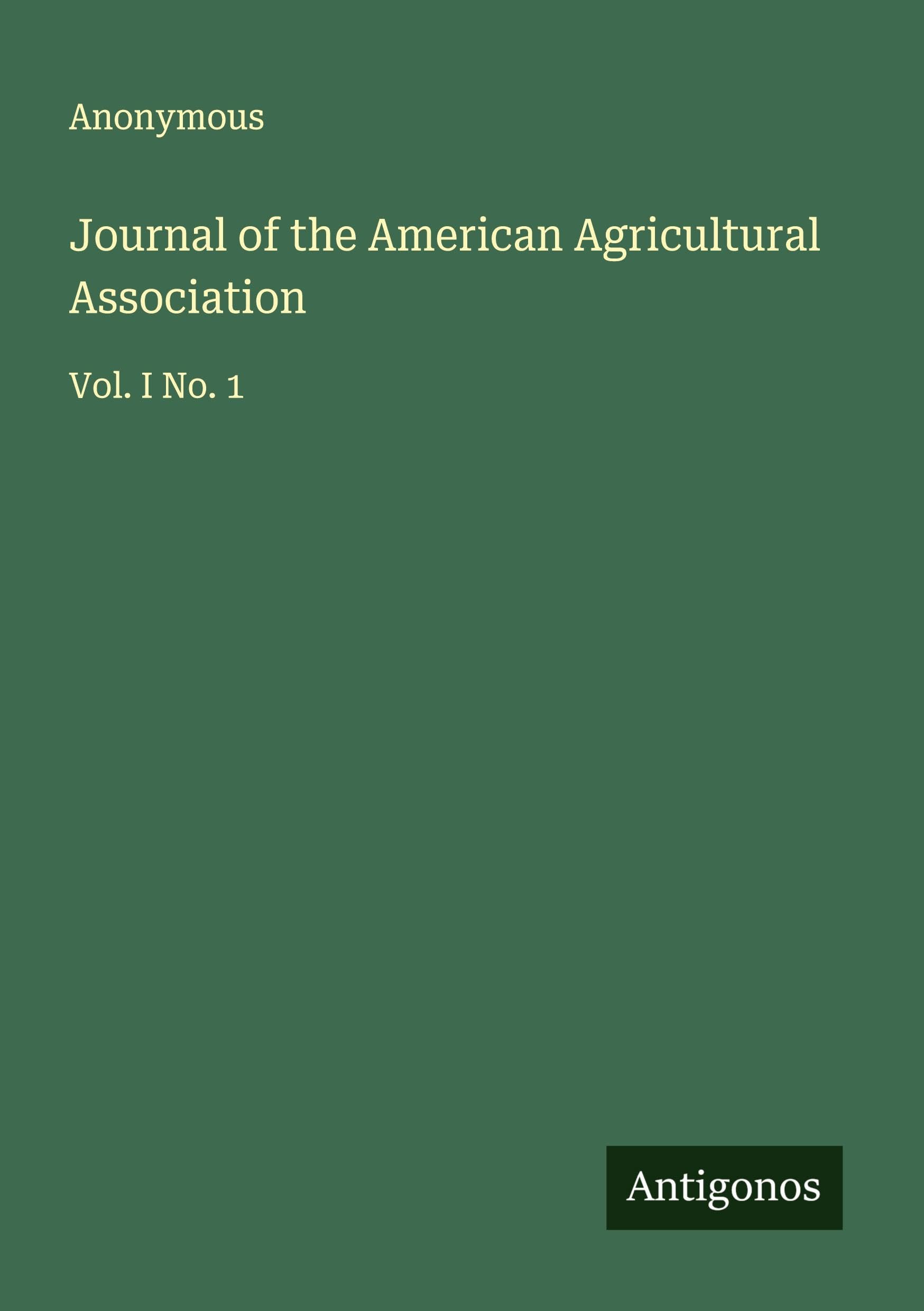Journal of the American Agricultural Association Classics