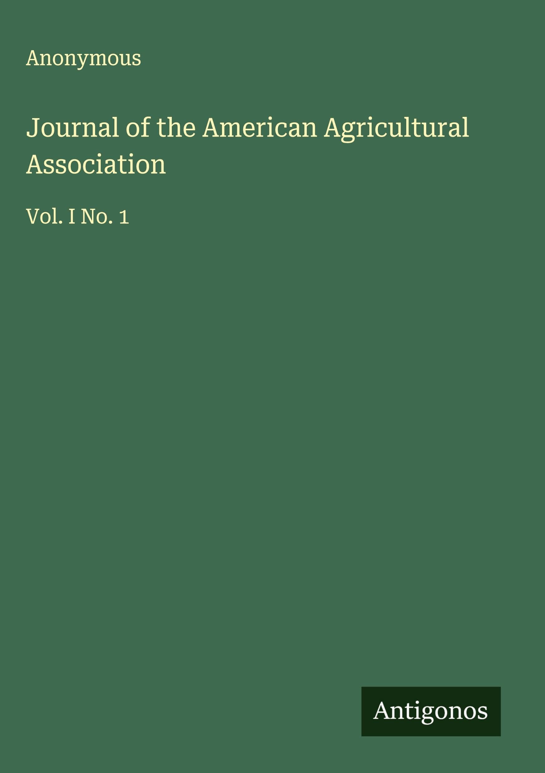 Journal of the American Agricultural Association Classics