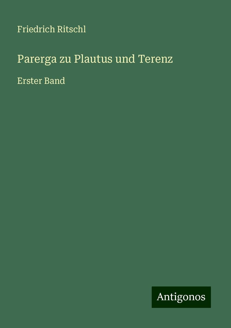 Parerga zu Plautus und Terenz Books