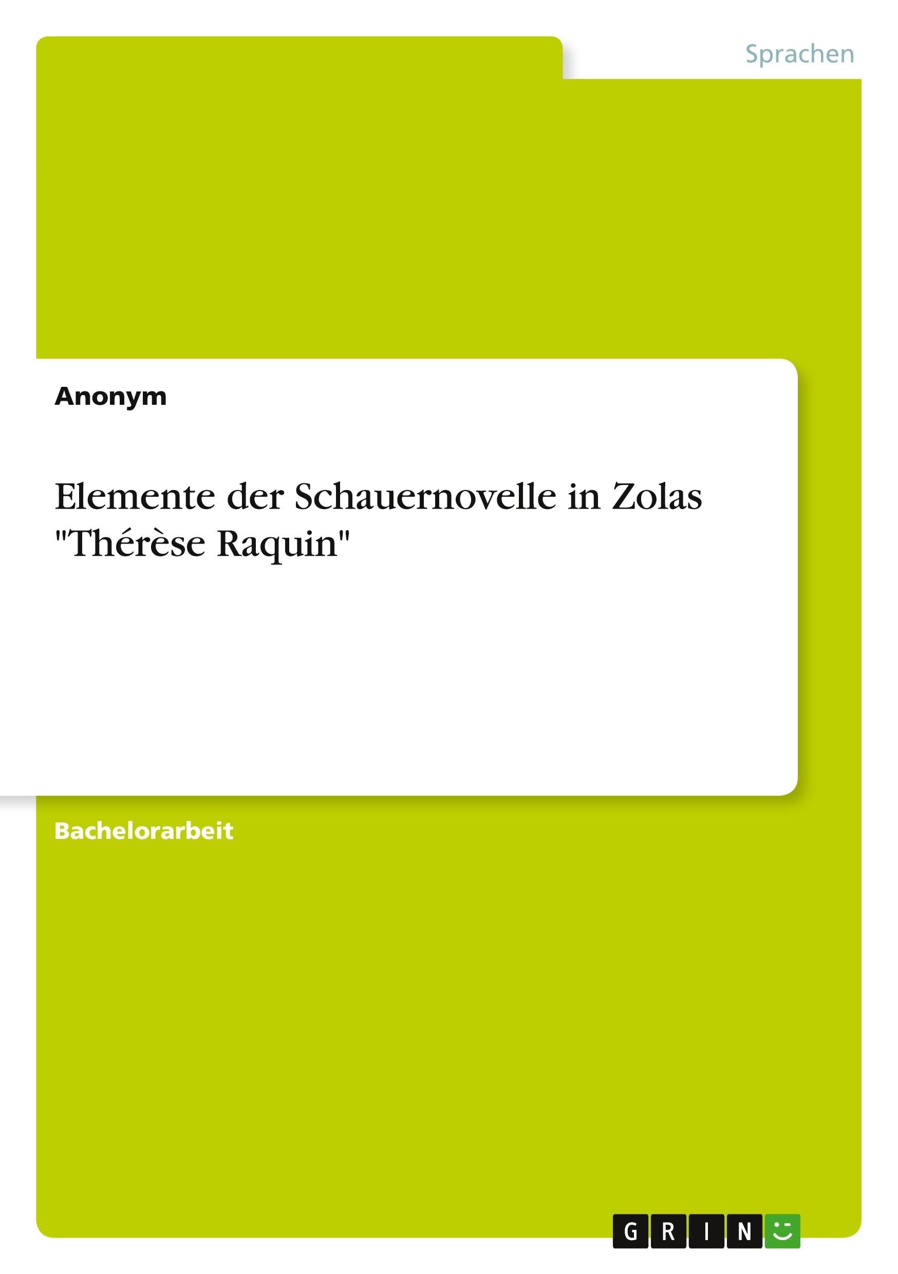 Product Image: Elemente der Schauernovelle in Zolas "Thérèse Raquin"