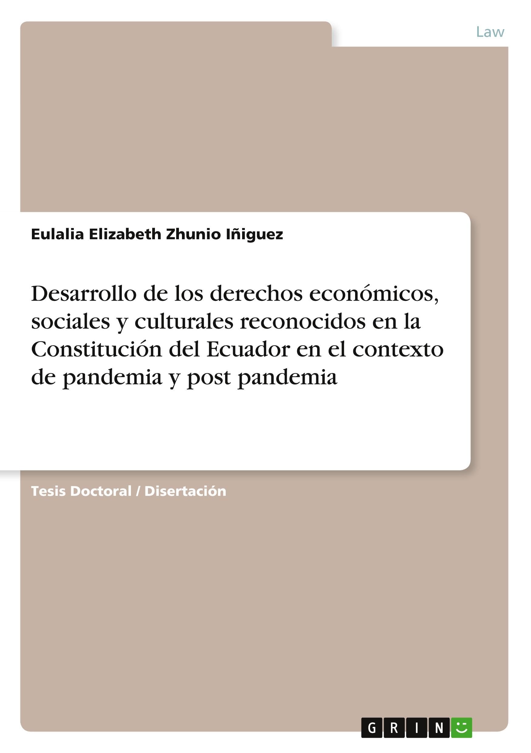 Desarrollo de los derechos económicos, sociales y culturales reconocidos en la Constitución del Ecuador en el contexto de pandemia y post pandemia Law