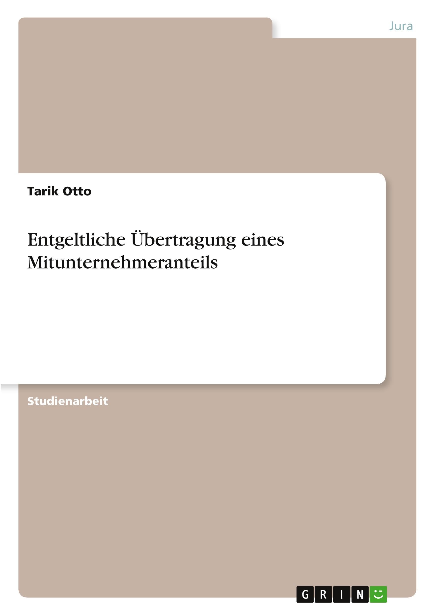 Entgeltliche Übertragung eines Mitunternehmeranteils Law