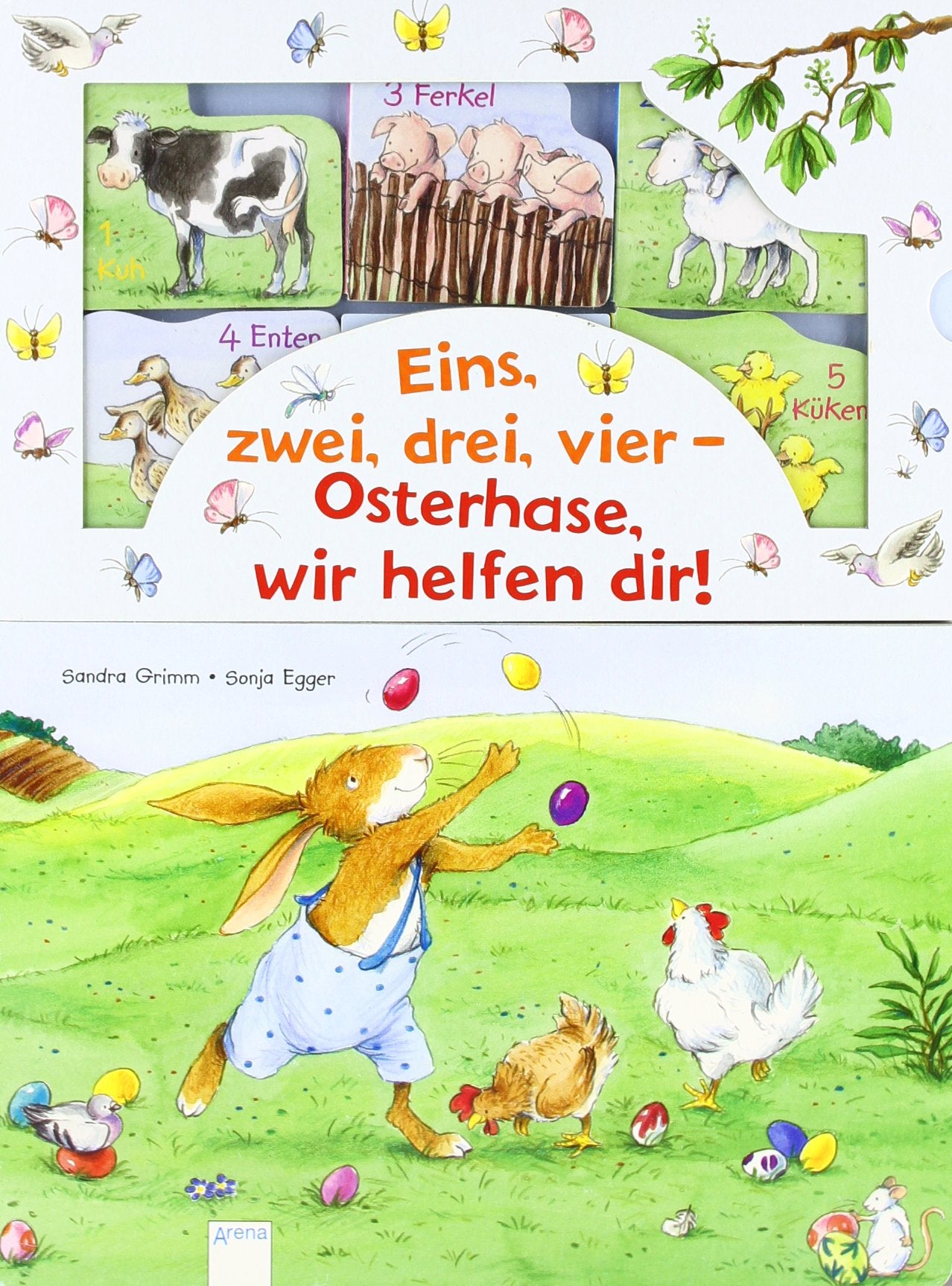 Eins, zwei, drei, vier - Osterhase wir helfen dir!: Mit 5 Papp-Minibücher (Pappbilderbuch) Children's books