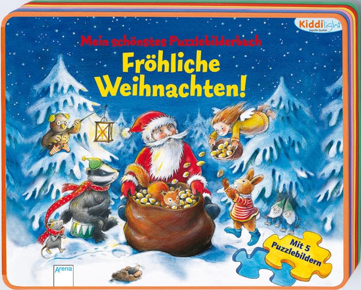 Mein schönstes Puzzlebilderbuch - Fröhliche Weihnachten !: Mit 5 Puzzlebildern (Kiddilight) Children's books