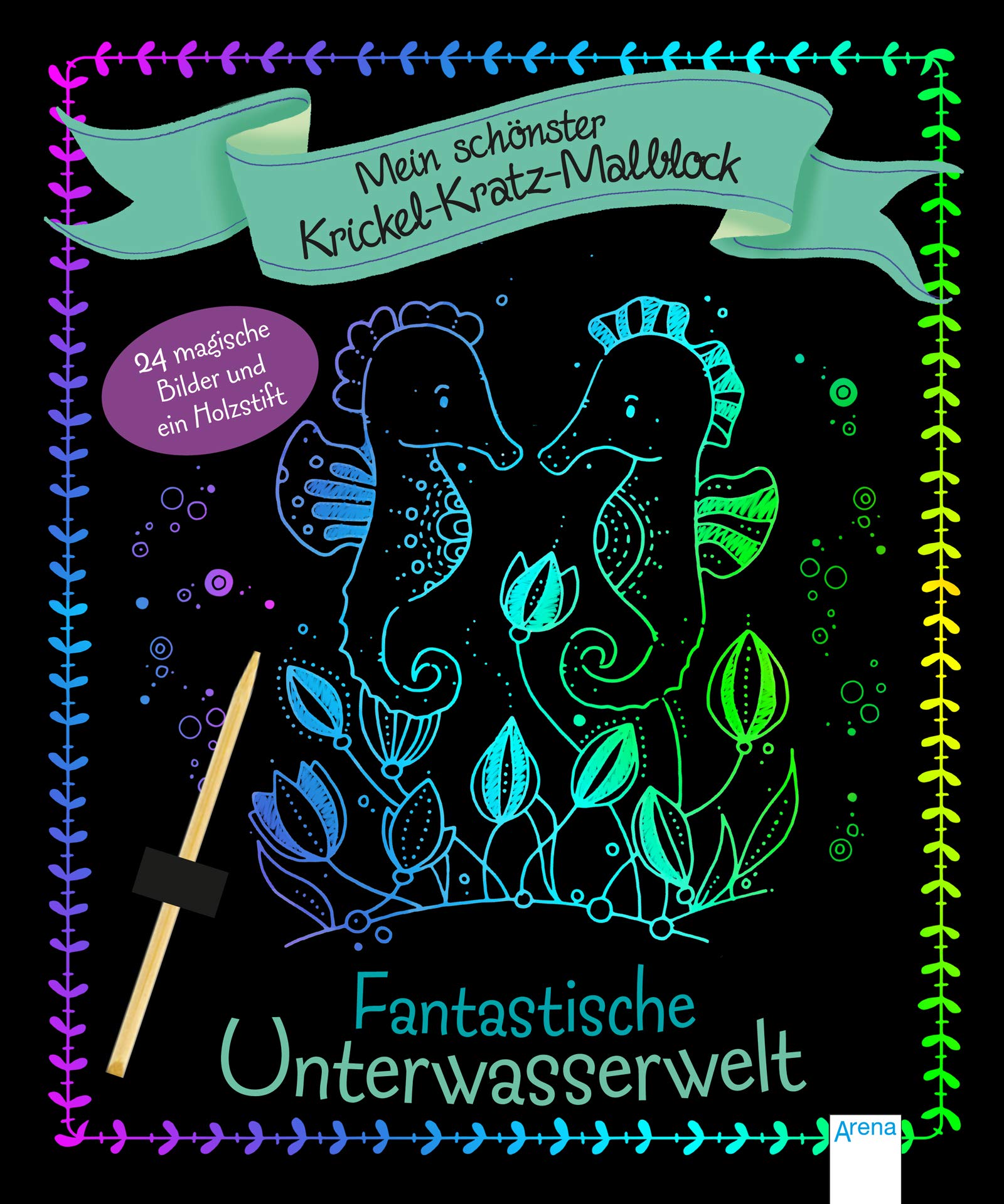 Mein schönster Krickel-Kratz-Malblock. Fantastische Unterwasserwelt: 24 magische Bilder und ein Holzstift Tiptoi & Games