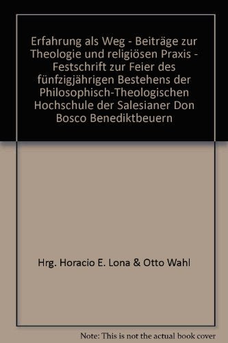 Erfahrung als Weg: Beiträge zur Theologie und religiösen Praxis Books