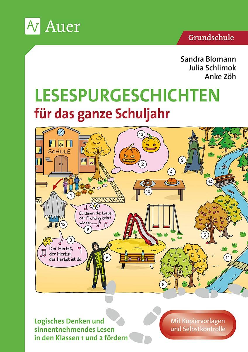 Lesespurgeschichten für das ganze Schuljahr 1/2: Logisches Denken und sinnentnehmendes Lesen in den Klassen 1 und 2 fördern (Lesespurgeschichten Grundschule) Learning & Reference