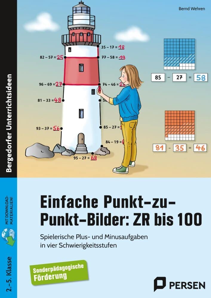 Einfache Punkt-zu-Punkt-Bilder: ZR bis 100: Spielerische Plus- und Minusaufgaben in vier Schwierigkeitsstufen - SoPäd-Förderung (2. bis 5. Klasse) Learning & Reference