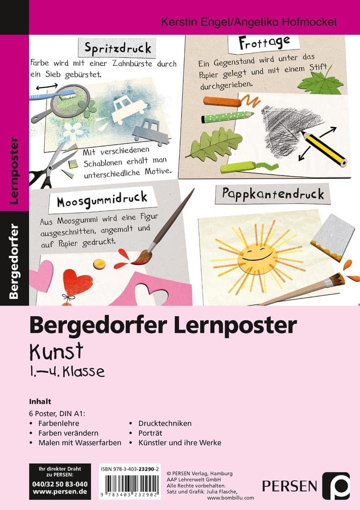 Lernposter Kunst - 1.-4. Klasse: 6 Poster für den Klassenraum (Bergedorfer® Lernposter) Professional & Reference Books