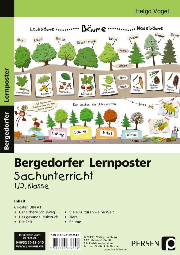 Lernposter Sachunterricht - 1./2. Klasse: 6 Poster für den Klassenraum (Bergedorfer® Lernposter) Posters