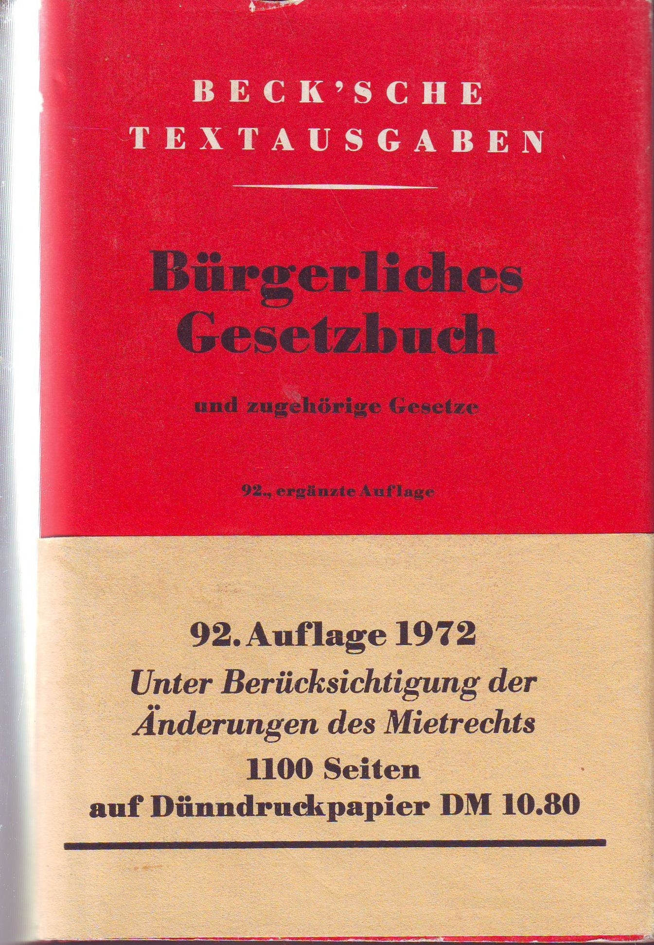 Bürgerliches Gesetzbuch und zugehörige Gesetze. Contemporary literature
