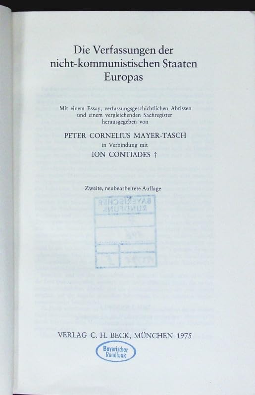 Die Verfassungen der nicht-kommunistischen Staaten Europas Books
