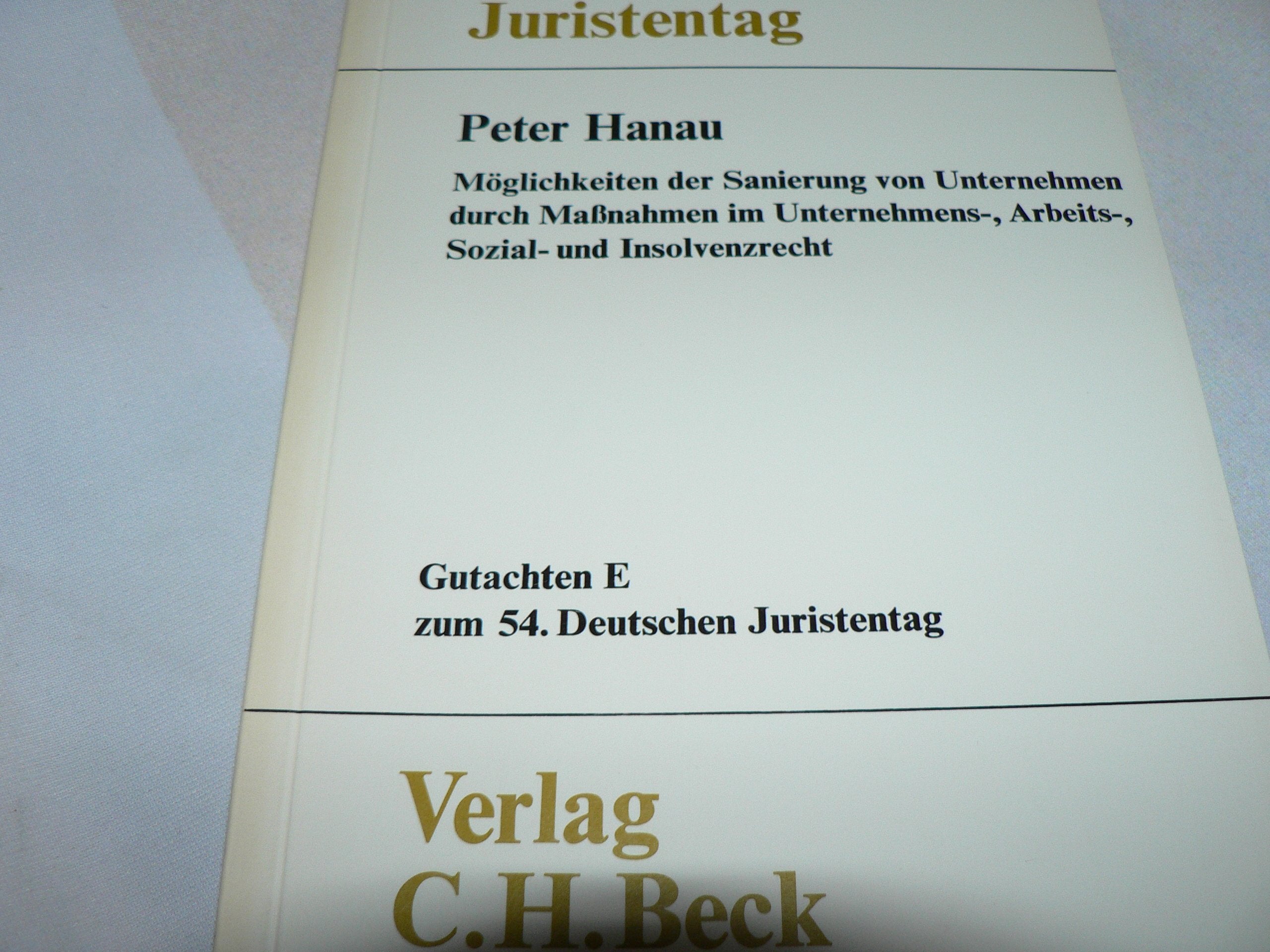Möglichkeiten der Sanierung von Unternehmen durch Massnahmen im Unternehmens-, Arbeits-, Sozial- und Insolvenzrecht. (Teilgutachten Sanierung von Unternehmen), Tl E Law