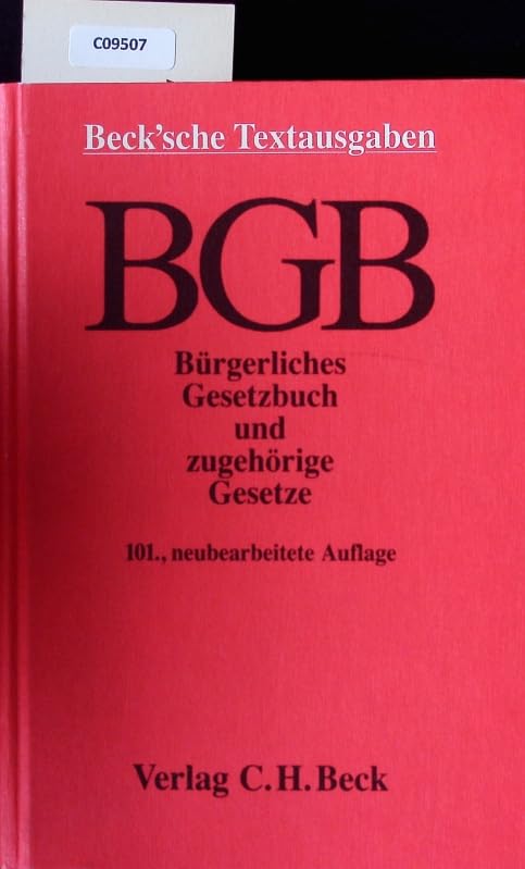 Bürgerliches Gesetzbuch: Und zugehörige Gesetze. Textausgabe mit Verweisungen und Sachverzeichnis Law