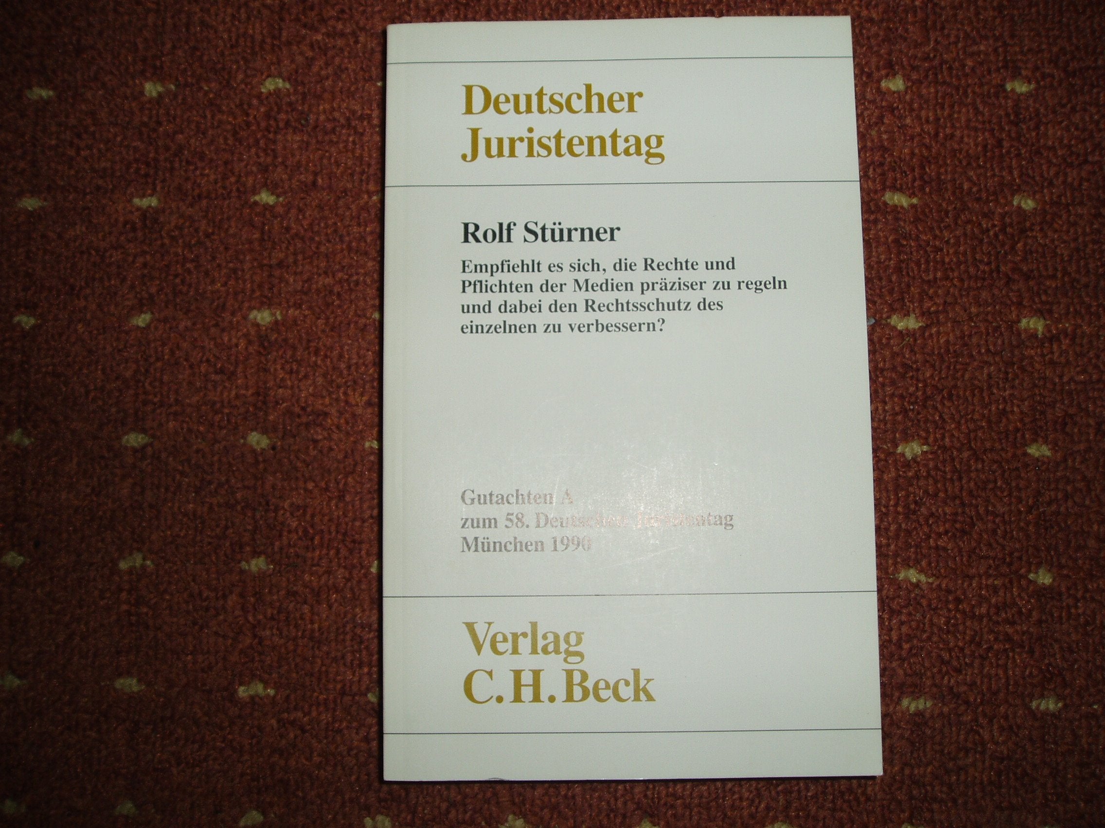 Empfiehlt es sich, die Rechte und Pflichten der Medien präziser zu regeln und dabei den Rechtsschutz des einzelnen zu verbessern?: Gutachten. Gesamtband (Teile A - F) Law