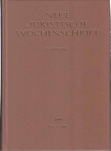 Neue Juristische Wochenschrift 53.Jahrgang 2000 Books