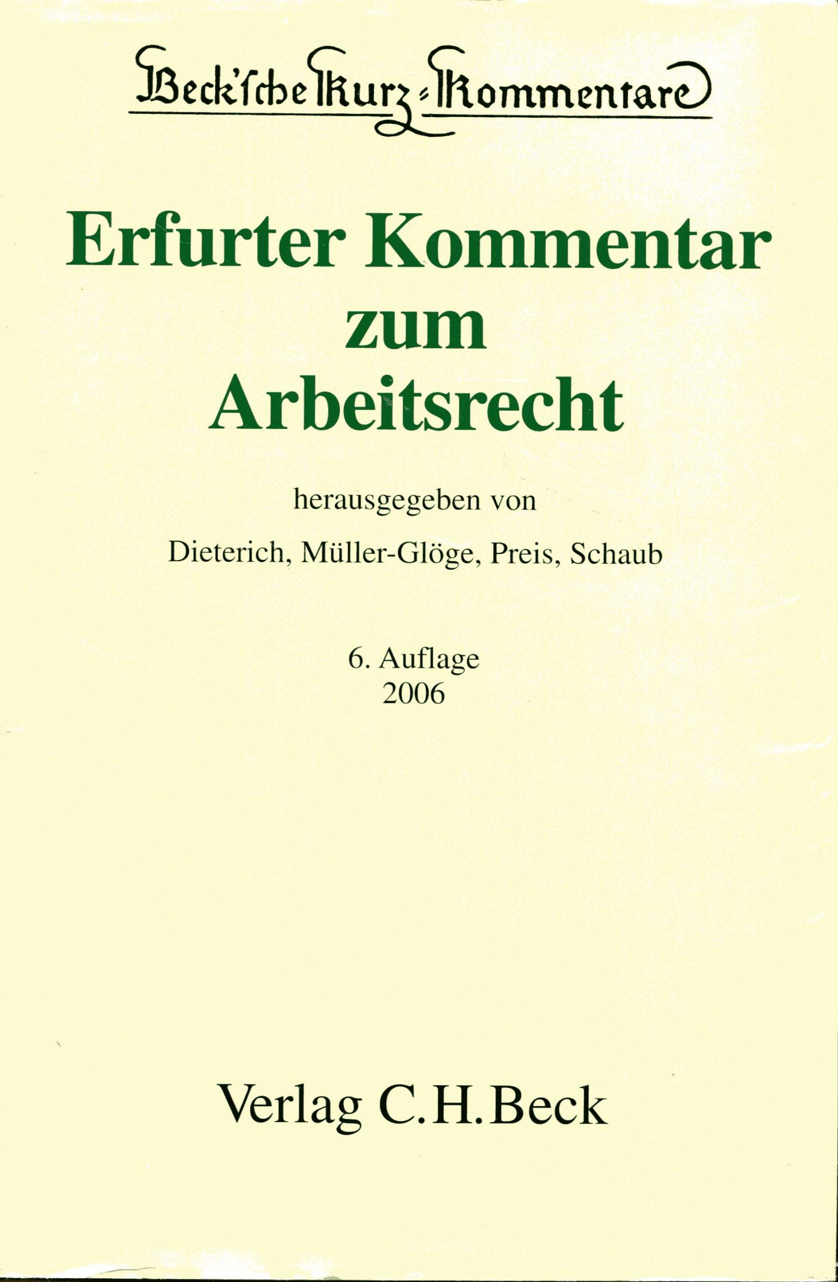 Erfurter Kommentar zum Arbeitsrecht Law