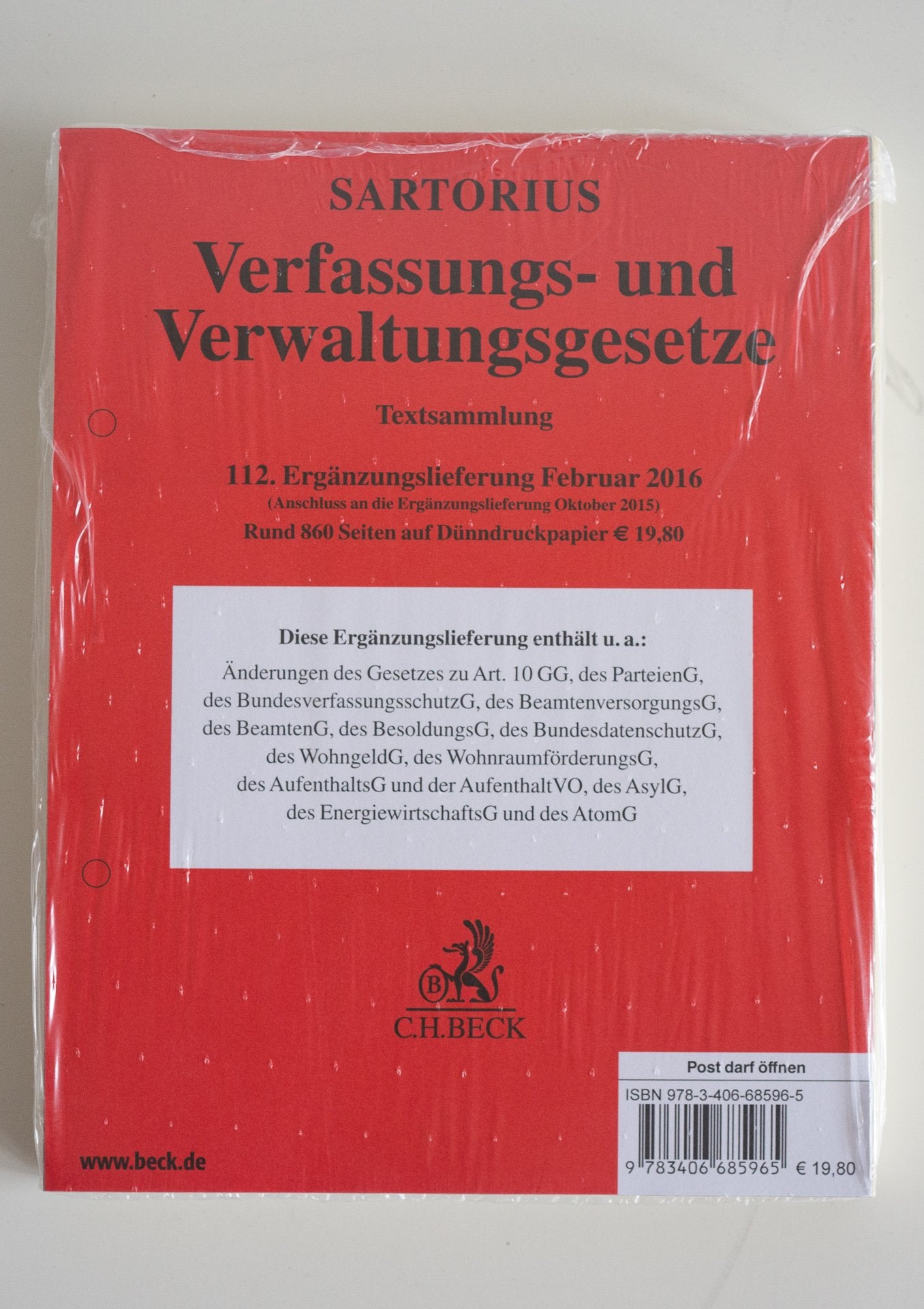 Verfassungs- und Verwaltungsgesetze 1. 112. Ergänzungslieferung Law