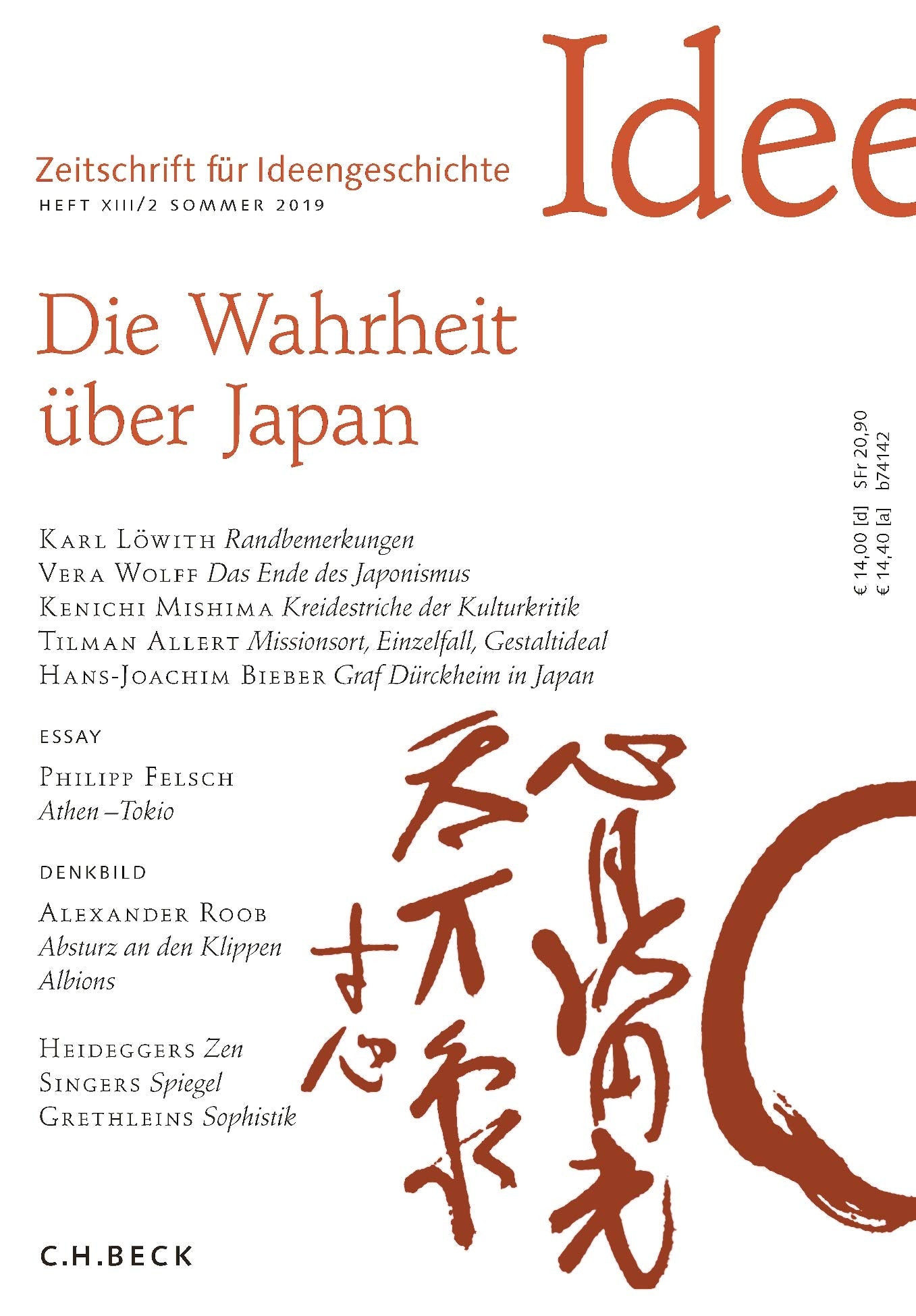 Zeitschrift für Ideengeschichte Heft XIII/2 Sommer 2019 Philosophy