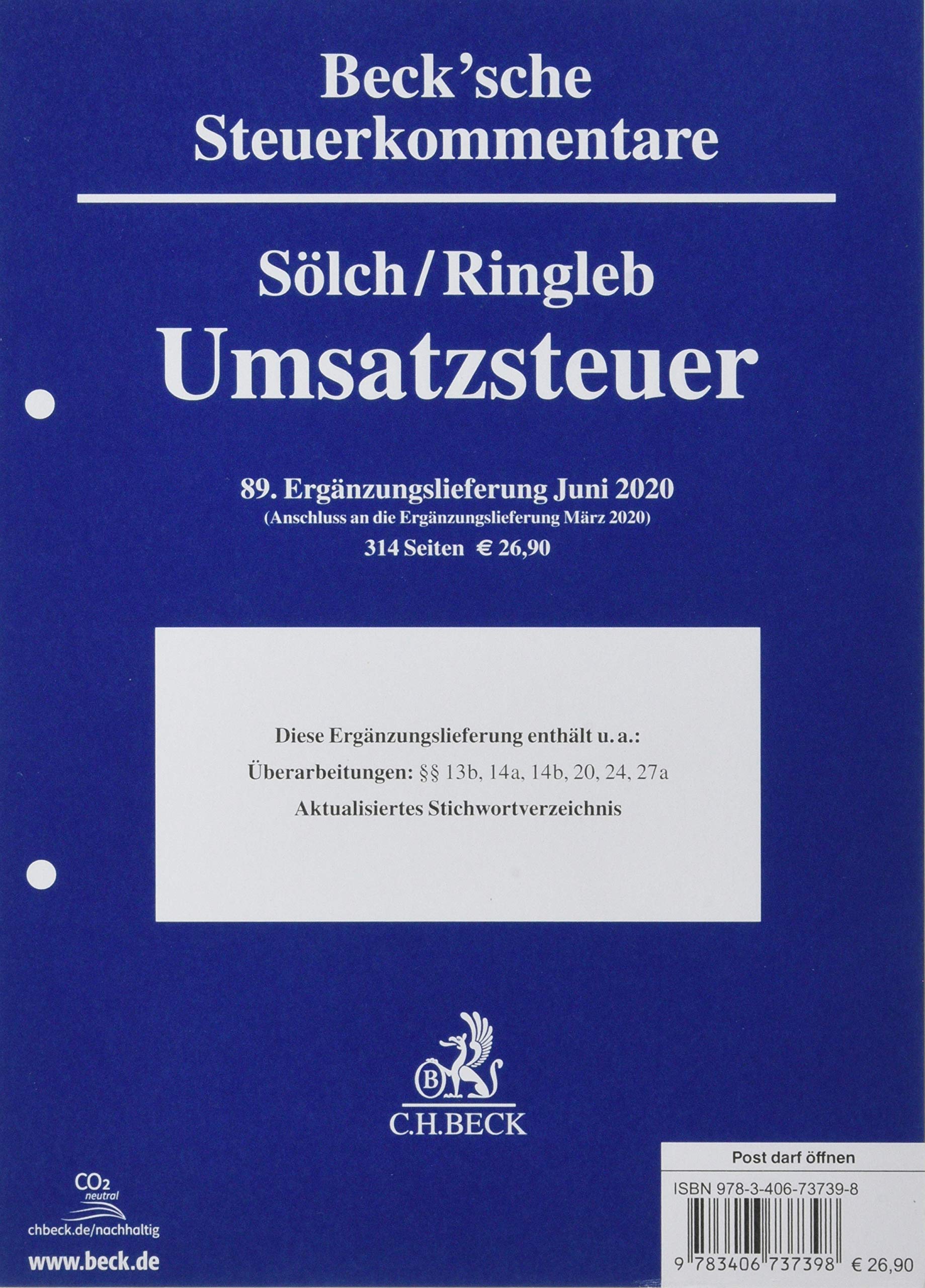 Umsatzsteuergesetz  89. Ergänzungslieferung book