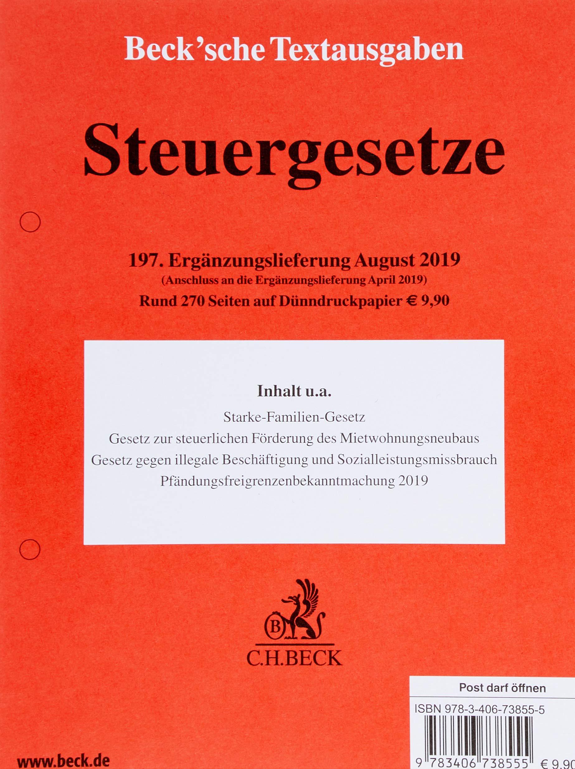 Steuergesetze  197. Ergänzungslieferung Law
