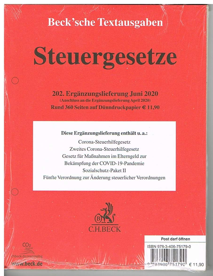 Steuergesetze 202. Ergänzungslieferung Law