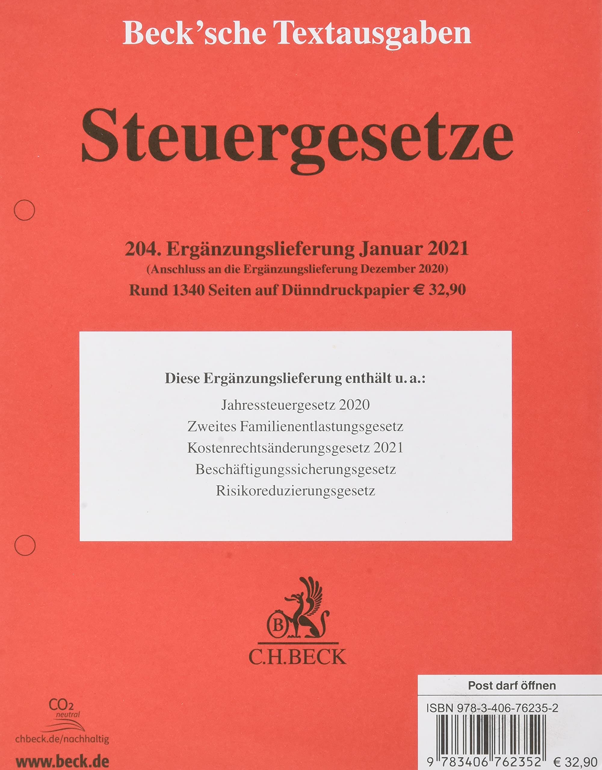 Steuergesetze 204. Ergänzungslieferung Law