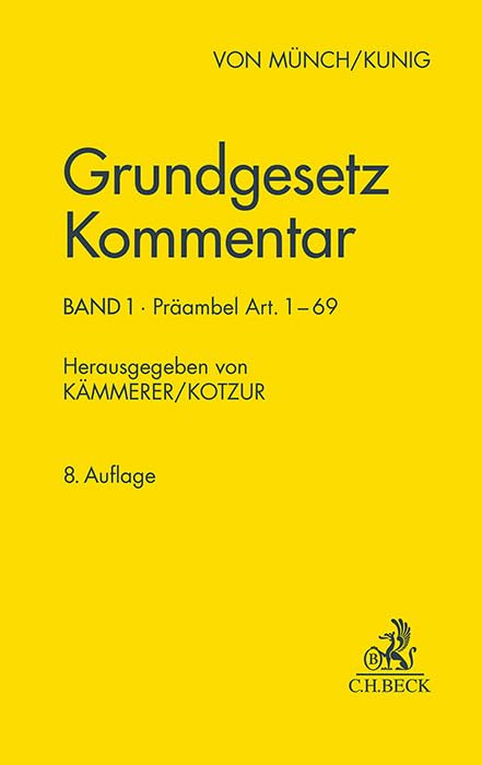 Grundgesetz Kommentar Band 1: Präambel bis Art. 69 Law