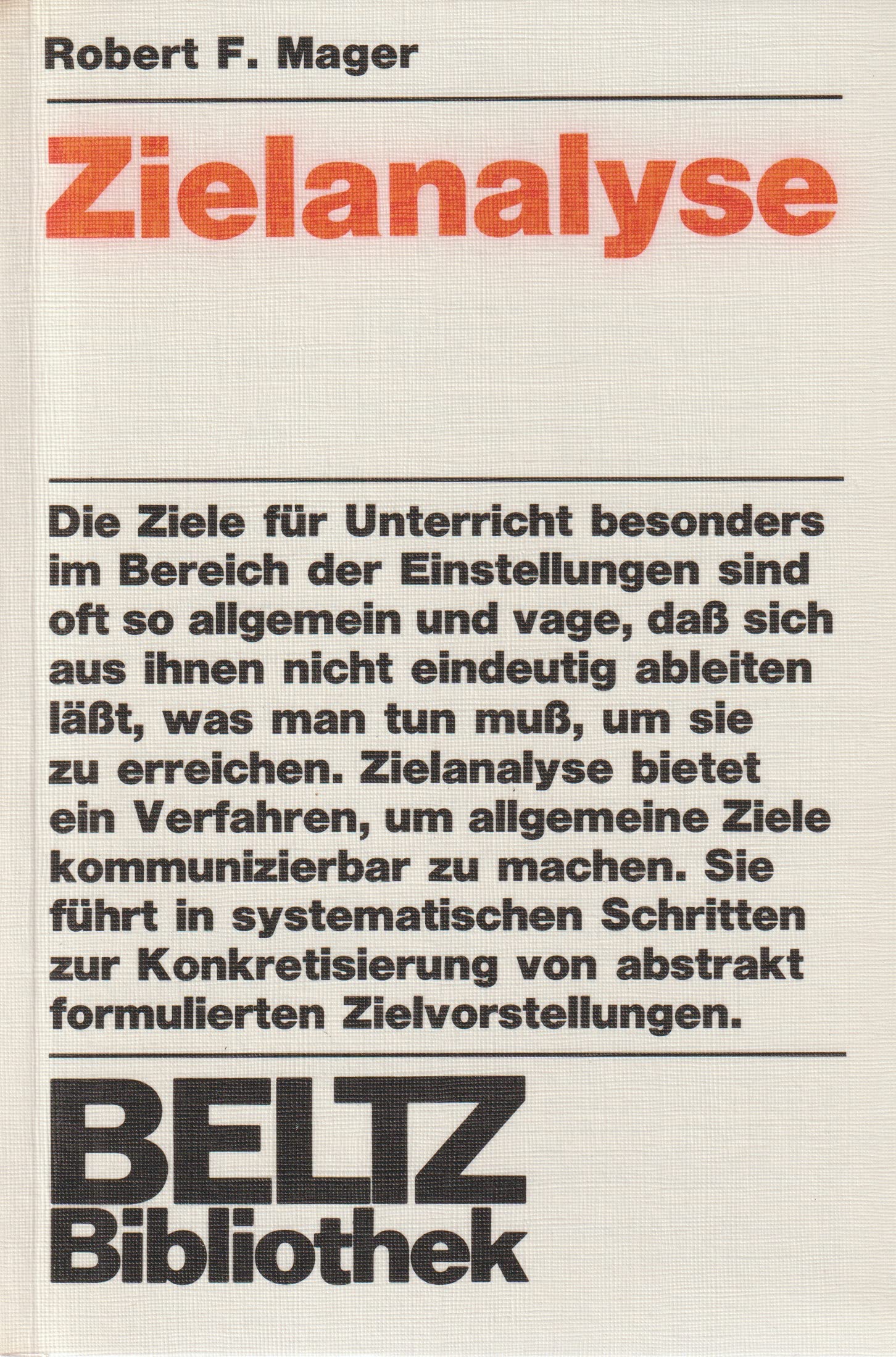 Product Image: Beltz Bibliothek, Bd.32, Zielanalyse