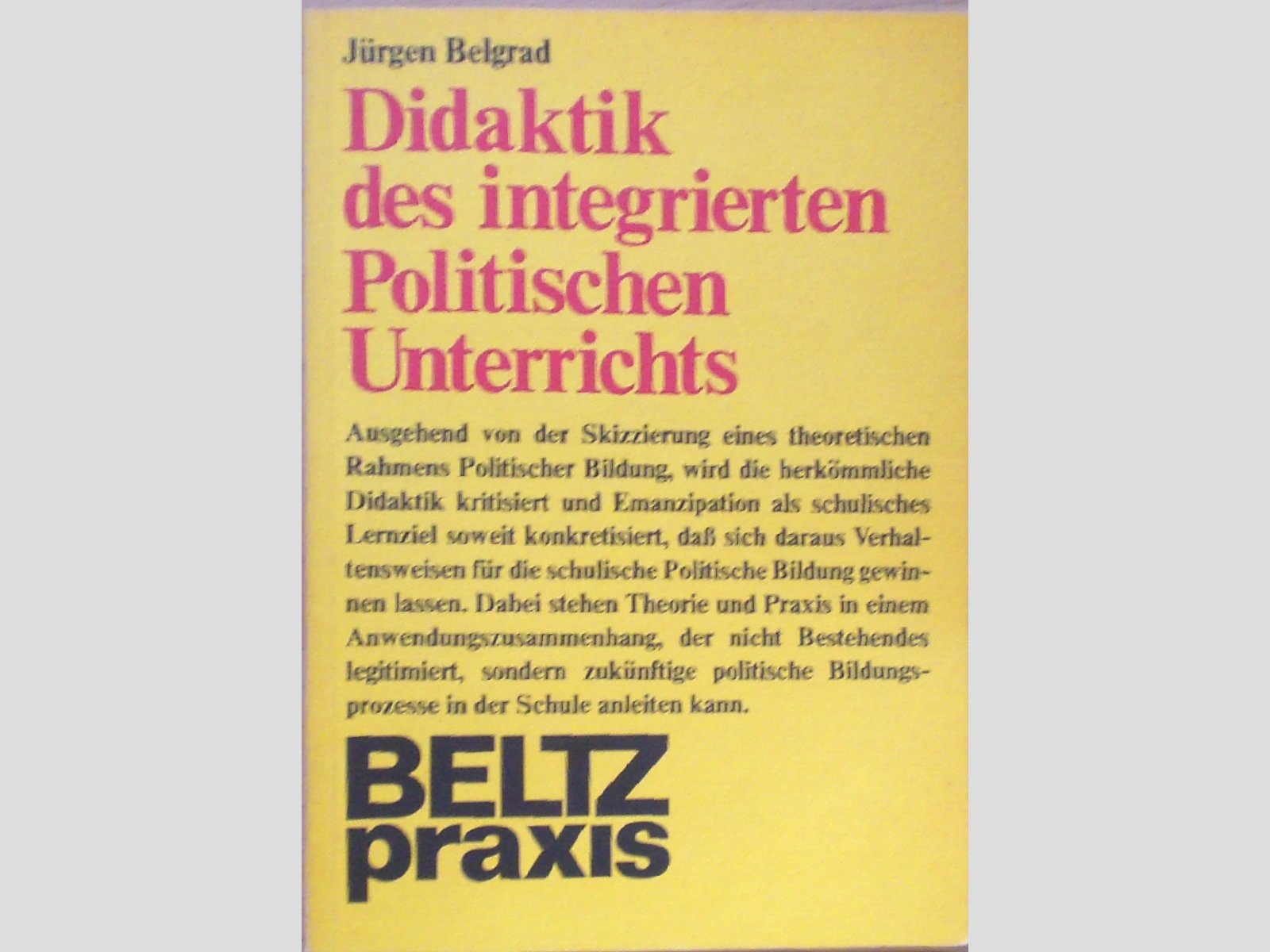 Didaktik des Integrierten Politischen Unterrichts.: Grundlegung und Modelle für eine emanzipatorische Politische Bildung in der Schule. (Beltz Praxis) Education & Training