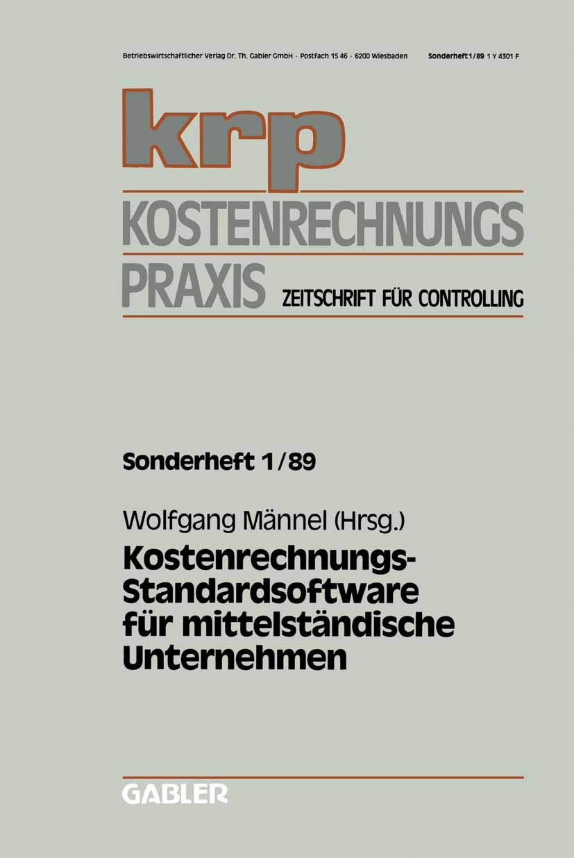Kostenrechnungs-Standardsoftware für mittelständische Unternehmen book