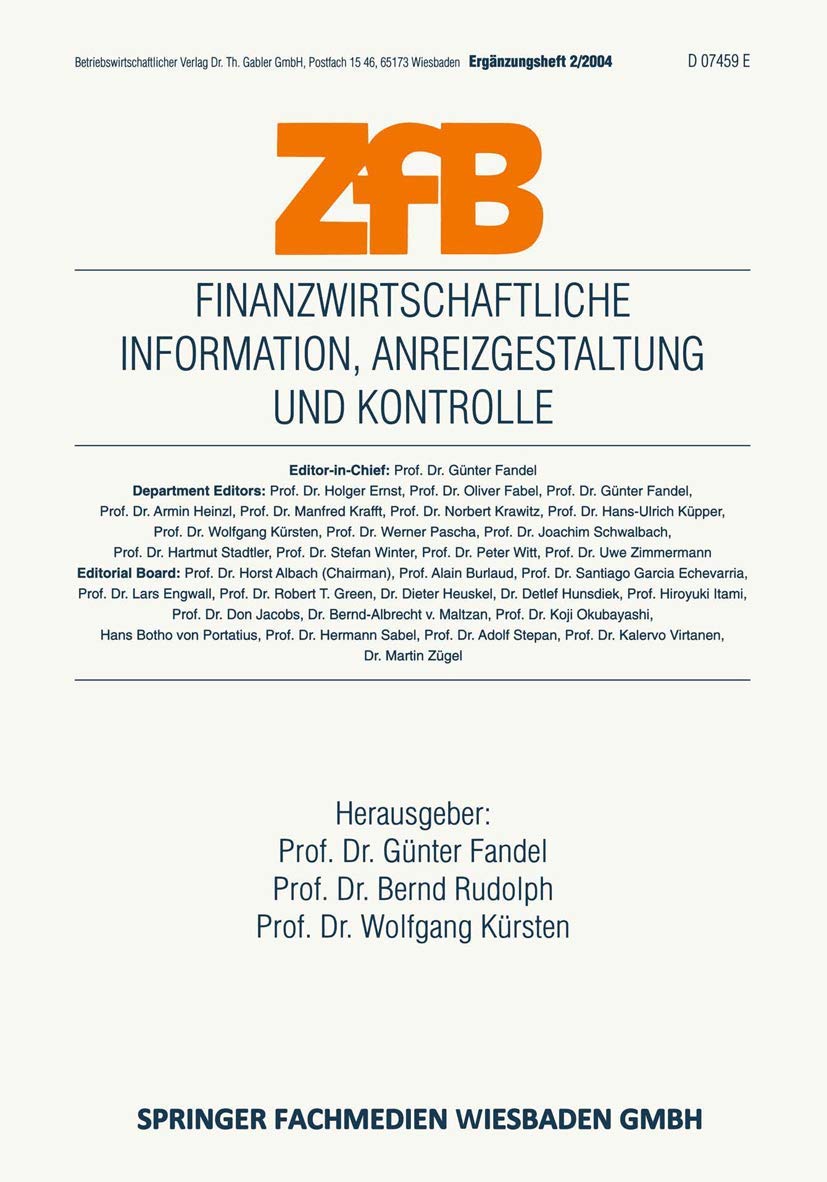 Finanzwirtschaftliche Information, Anreizgestaltung und Kontrolle Law