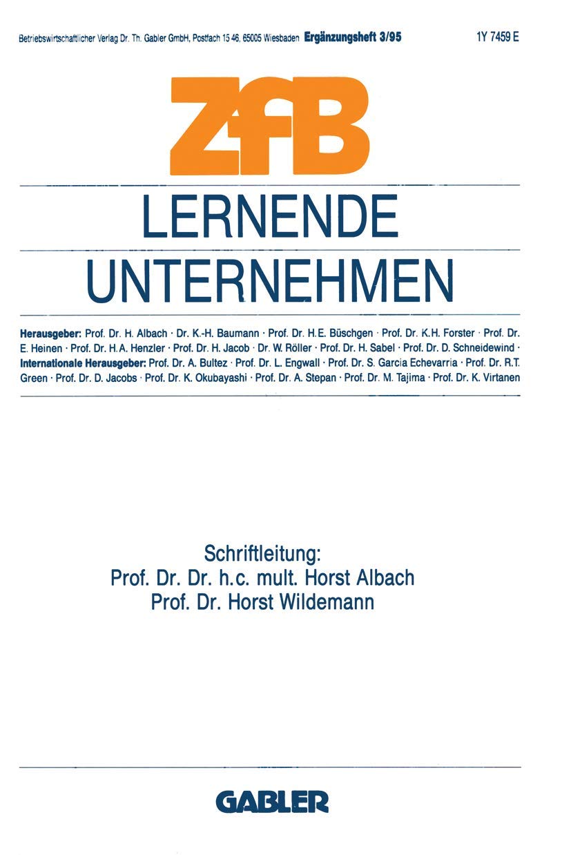 Lernende Unternehmen (ZfB Special Issue) Law