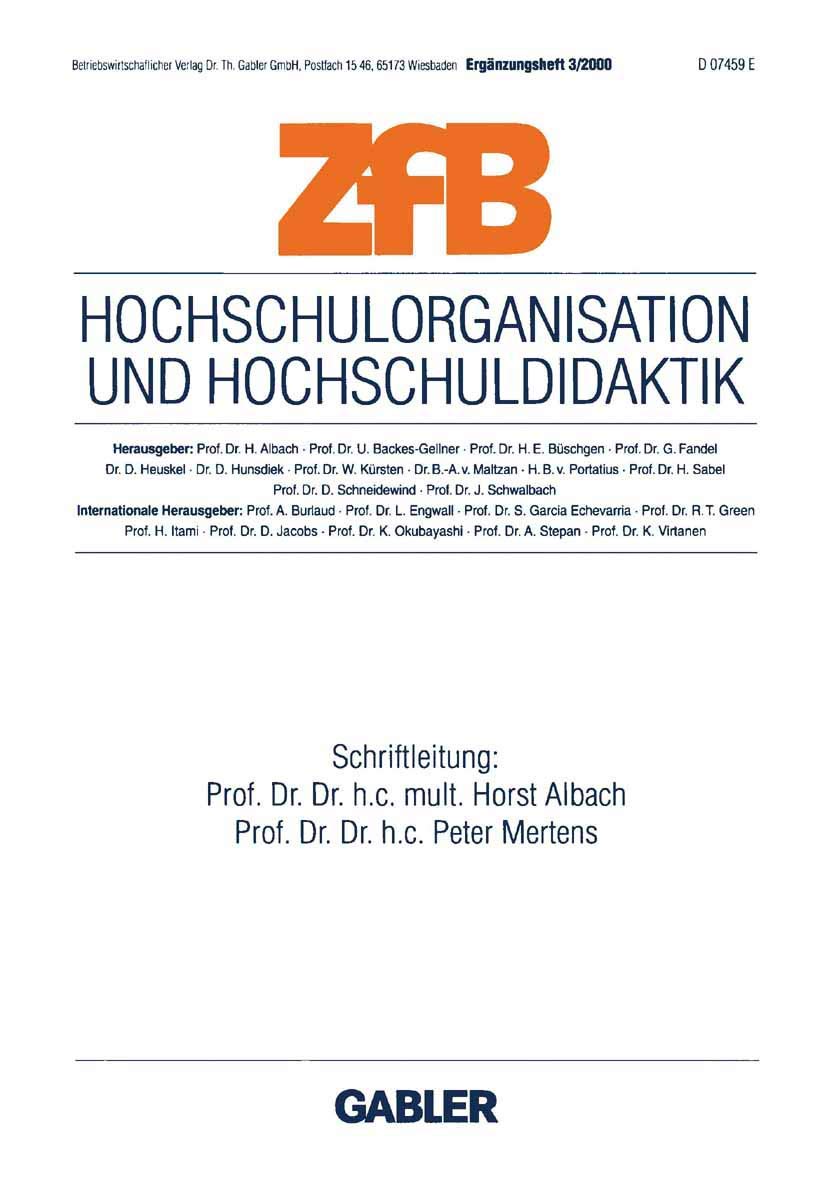 Hochschulorganisation und Hochschuldidaktik (ZfB Special Issue, 3, Band 3) Law