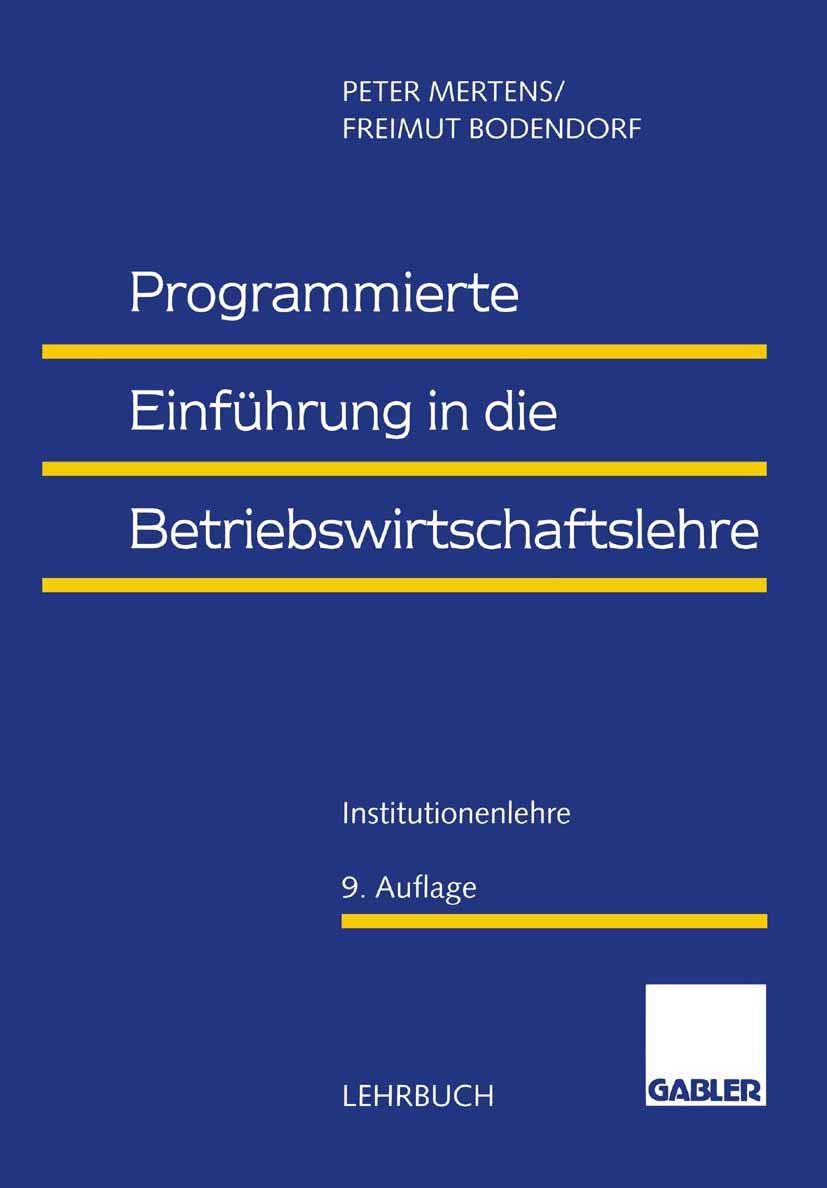 Programmierte Einführung in die Betriebswirtschaftslehre: Institutionenlehre Law