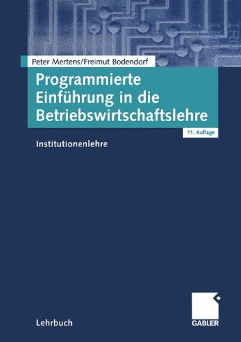 Programmierte Einführung in die Betriebswirtschaftslehre. Institutionenlehre Law