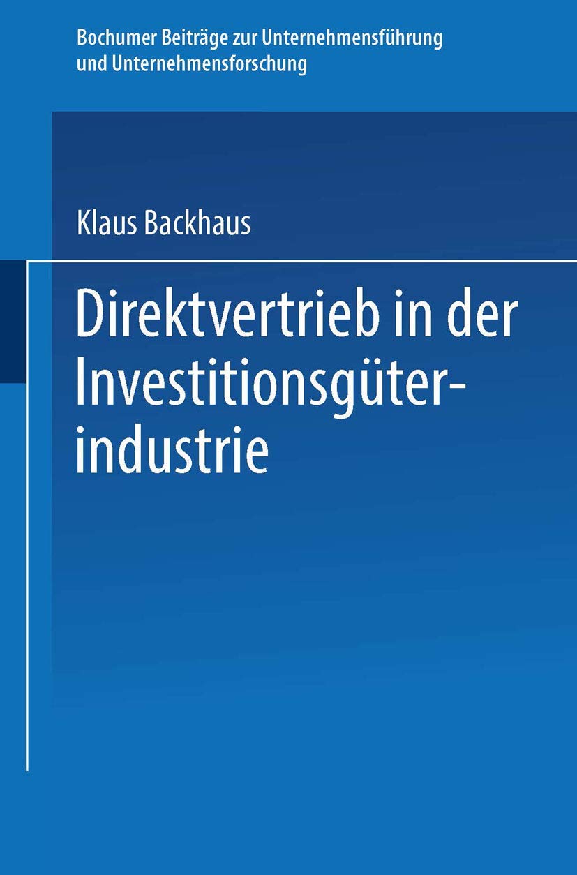 Direktvertrieb in der Investitionsgüterindustrie Law