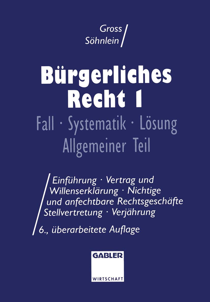 Bürgerliches Recht, Bd.1, Allgemeiner Teil: Fall · Systematik · Lösung Allgemeiner Teil (Burgerliches Recht) Law